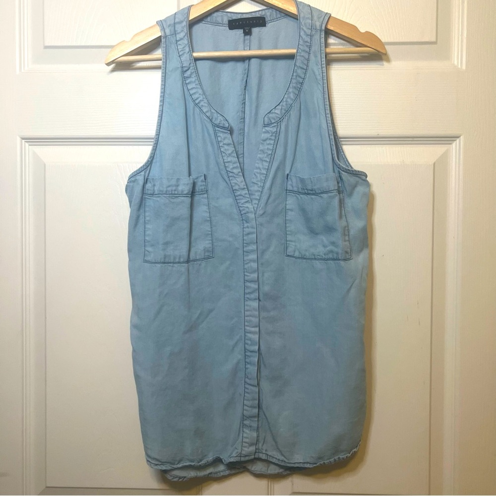 Anthropologie Sanctuary Chambray Button Down Sleeveless Tank